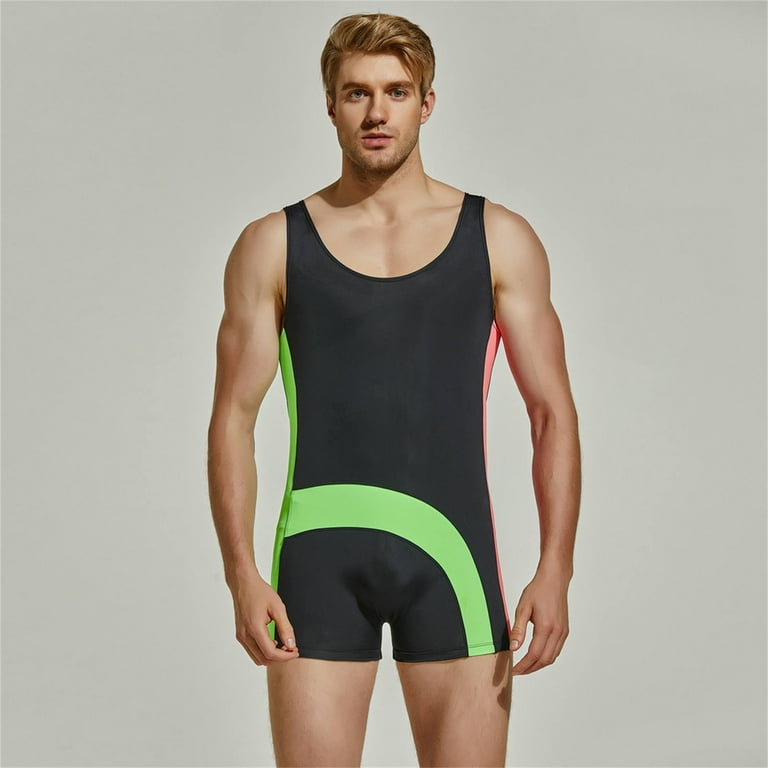 TIHLMKi Swimsuit Men Savings Clearance Men's Outdoor Sports Leisure Elastic  One-piece Color Matching Quick Drying Swimsuit