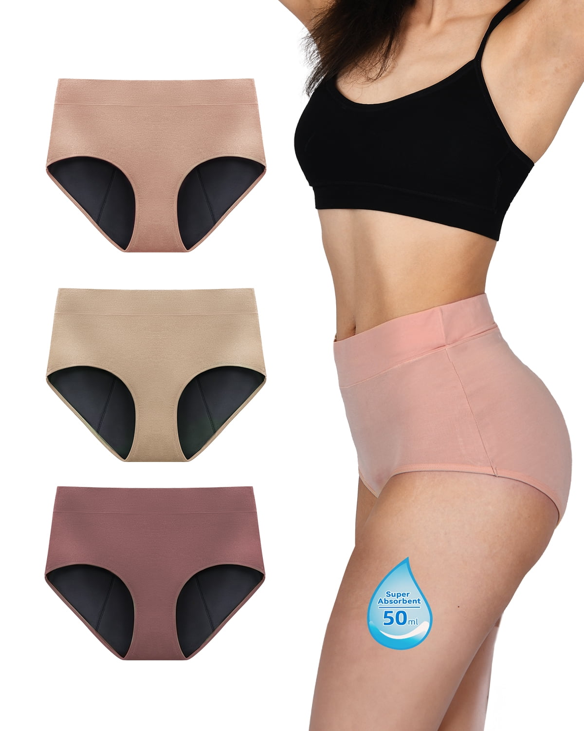 PULIOU Women Period Pants High waisted Heavy Flow Postpartum Underwear  Leakproof Menstrual Knickers Extra Protection Pack of 3,  Black*darkgrey*lightgrey, L: Buy Online at Best Price in UAE 