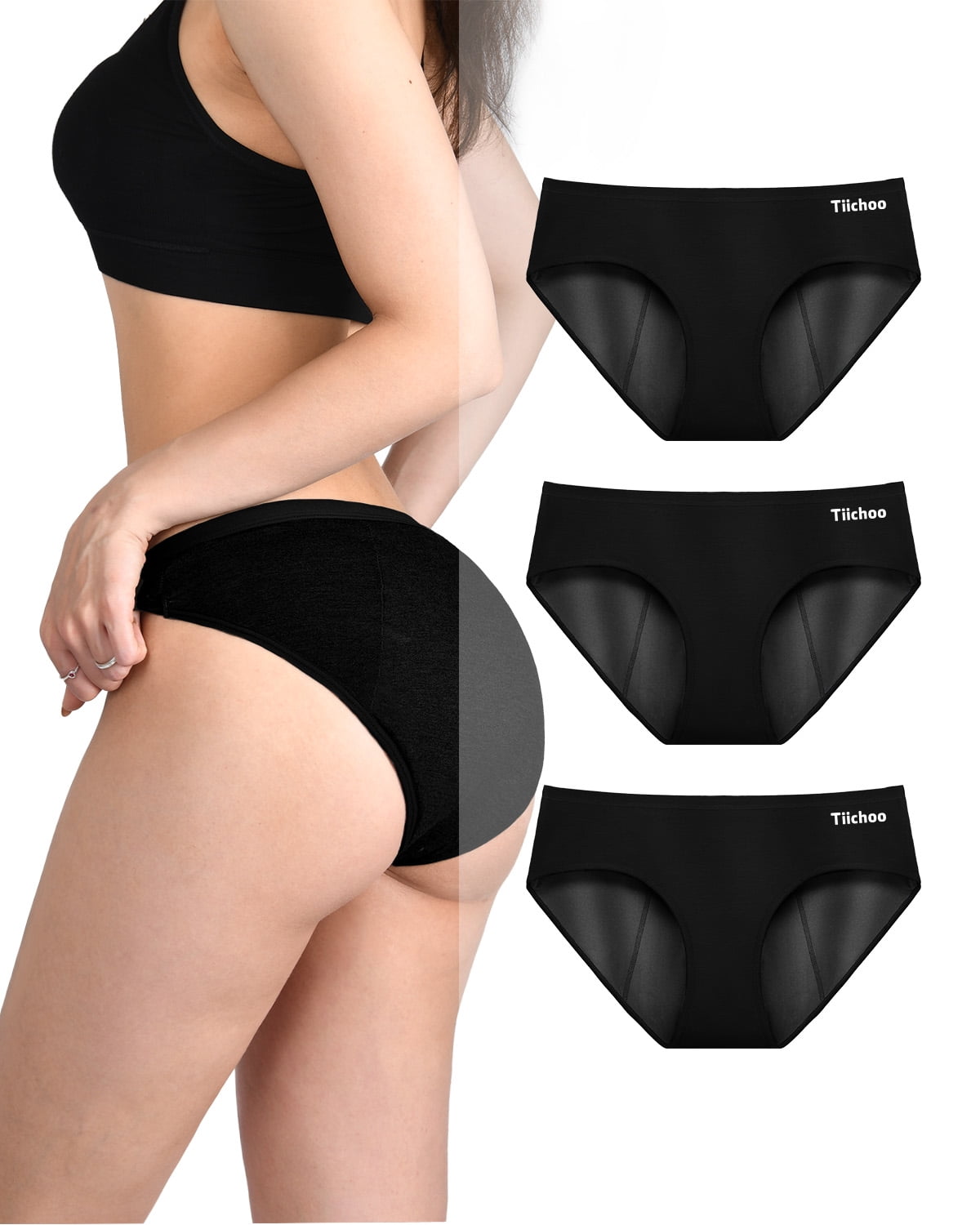 TANSTC Period Underwear for Women Heavy Flow High Absorbency Postpartum  Menstrual Panties Leakproof Cotton Hipster 3 Pack Black Black Black at   Women's Clothing store