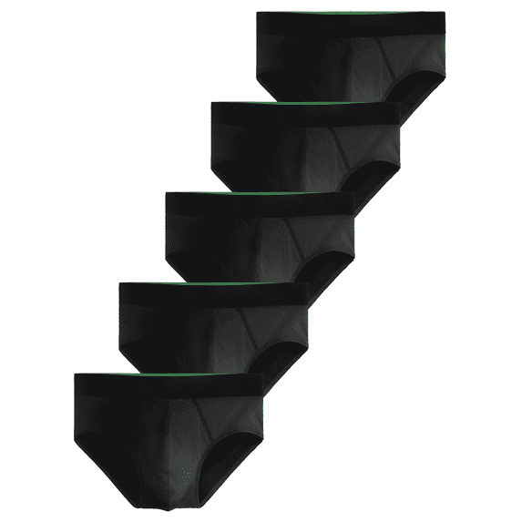 TIICHOO Mens Incontinence Underwear Reusable 50ml Absorbency Leakproof Underwear for Men Briefs Pack of 5 (Large, 5 Black)