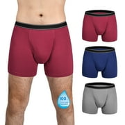 TIICHOO Mens Incontinence Underwear Washable Leak Proof Underwear for Men Cotton Reusable Incontinence Underwear 3 Pack(X-Large, Gray/Navy Blue/Burgundy)