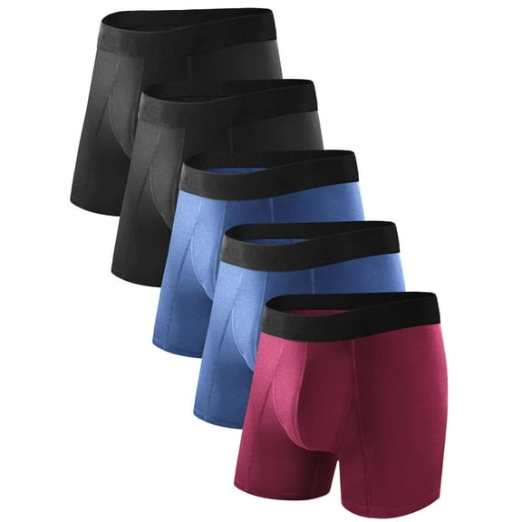 TIICHOO Mens Incontinence Underwear Washable Soft Cotton Men's Urinary Leakproof Underwear 5 Pack(X-Large, 2 Black/2 Navy Blue/Burgundy)