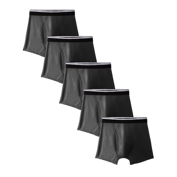 TIICHOO Mens Incontinence Underwear Washable with Front Fly Soft Protective Leak Proof Underwear 5 Pack (Small, 5 Black)