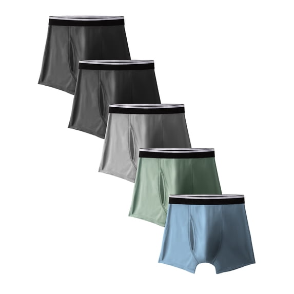 TIICHOO Washable Incontinence Underwear for Men 100ml Absorbency Leakproof Boxer Briefs 5 Pack (X-Large, 2 Black/Dark Gray/Green/Blue)