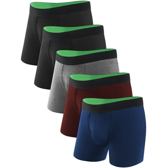TIICHOO Washable Incontinence Underwear for Men Cotton 100ml Absorbency Leakproof Boxers Briefs 5 Pack(M, 2 Black/Burgundy/Navy/Gray)