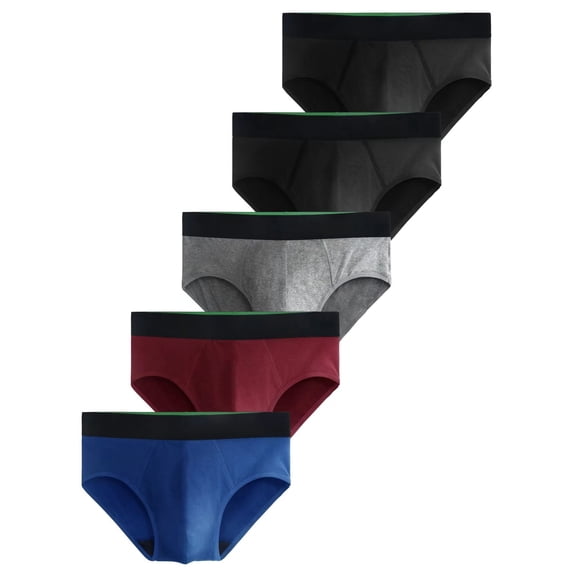 TIICHOO Washable Incontinence Underwear for Men Soft Cotton Leak Proof Underwear Briefs 5 Pack (Large, 2 Black/Navy Blue/Burgundy/Gray)
