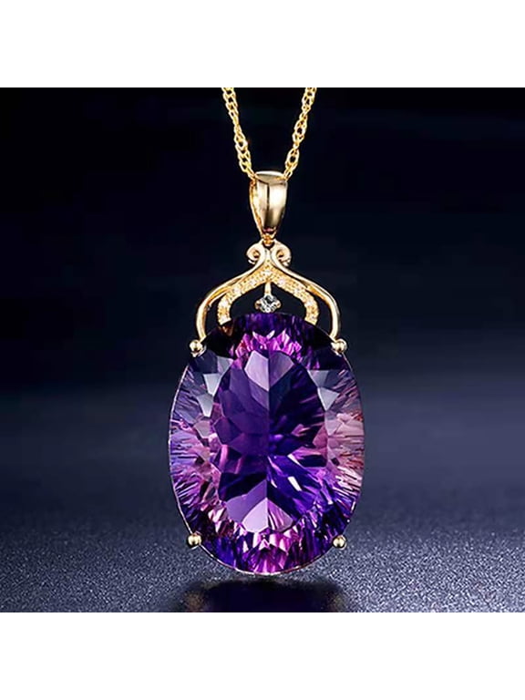 Fashion Amethyst Ladies Pendant Necklace Gemstone Necklace Holiday Gift Choker Heart Necklace Slide Pendant Grit Necklace Locket Jewelry Heart Necklace for Men's Necklac