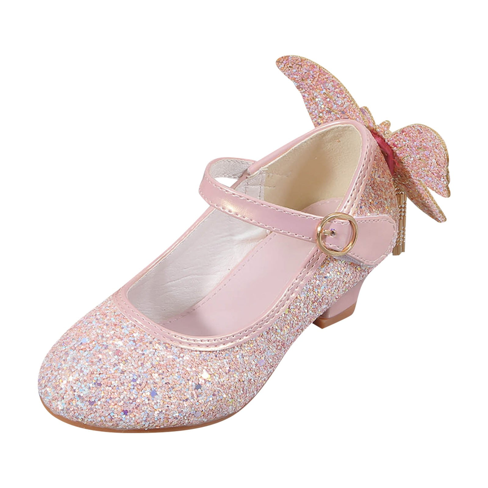 TIIFSWHS Girls Wedding Dress Shoes Performance Shoes Sequins Butterfly
