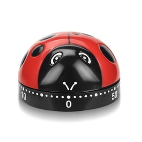 TIIFSWHS Red Ladybird Kitchen Timer Mechanical Timer Student Kitchen Cute Time Reminder One Hour Timer Clock Running Interval Timer Oven Thermostat Digital Candle Test Vibrating A