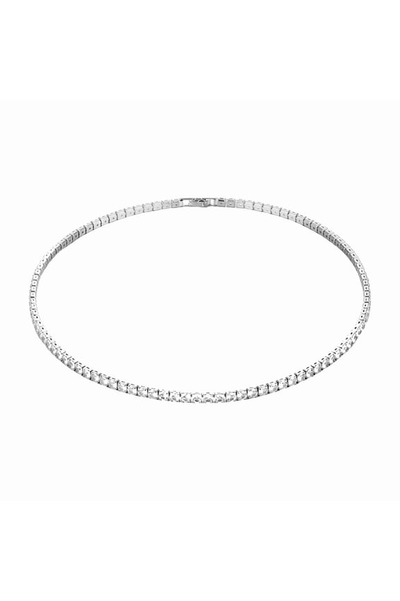 Tennis Necklace For Women Gold/Silver Plated Rhinestone Choker Necklaces Zirconia Cut Diamond Chain Wedding Jewelry For Women Simple Diamond Necklaces for Women Men's Je