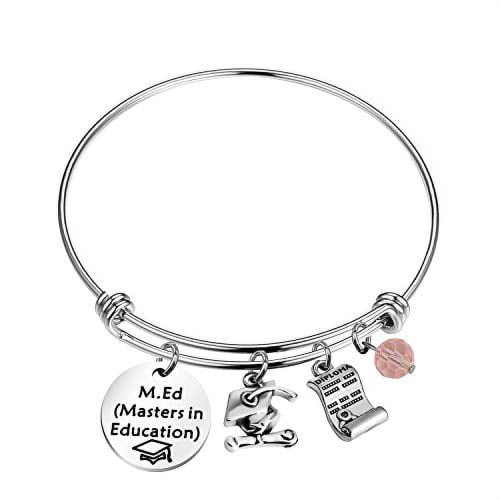 TIIMG Teacher Graduation Gift Masters Degree in Education Charm Bracelet  New Teaching M.Ed Bracelet College Graduate Gift (M.Ed)