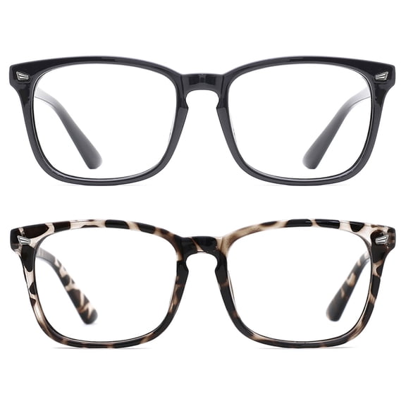 TIJN Anti Fog Blue Light Blocking Computer Nerd Square Glasses Unisex UV Protection 2Pack