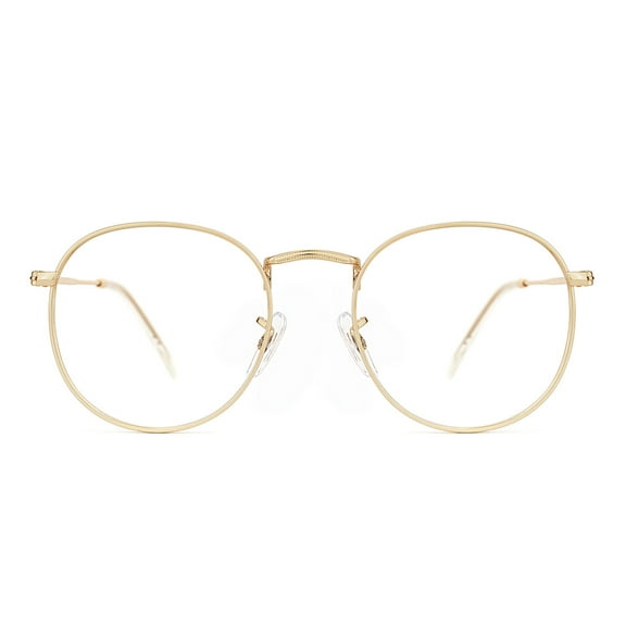 TIJN Retro Blue Light Blocking Glasses Metal Frame Round Chic Eyewear Men Women Eyeglasses