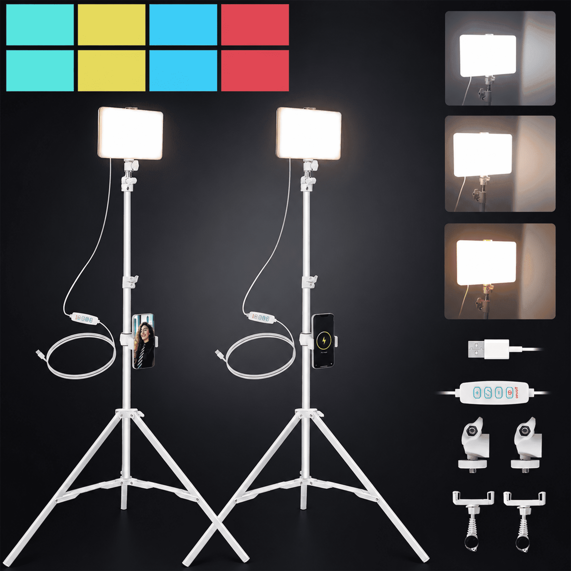 蛍光灯・電球 LED Studio Lights with Phone Holder Ring Light Studio Kit