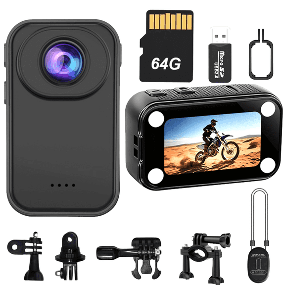 TIKBBRMG 2K Mini Body Camera with Audio Video Recording, Night Vision, Chest Wearable Thumb Cam, Portable Body Worn Action Cam for Personal, Outdoor, Traveling, Sport