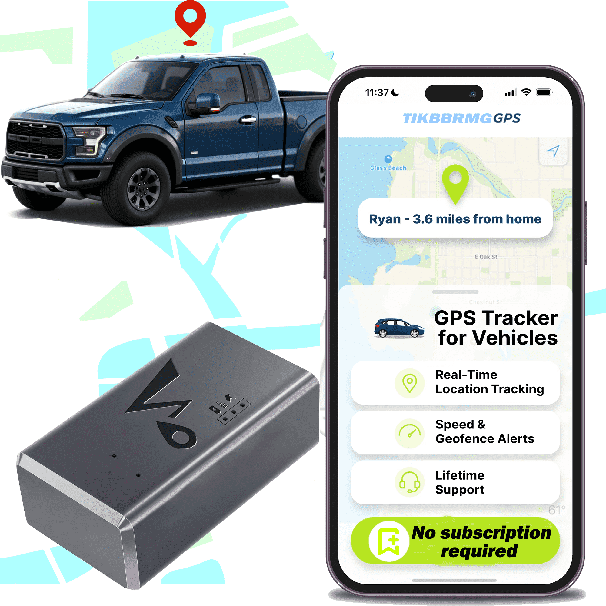 TIKBBRMG GPS Tracker for Vehicles, Cars, Kids, Pets | Mini Hidden Car ...