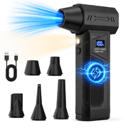 TIKBBRMG Compressed Air Duster - 150,000RPM Super Power Electric Air Duster with Light, 4-Gear Adjustable Mini Rechargeable Cordless Air Duster Blower for Computer, Keyboard, Car, Outdoors, Home