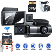 TIKBBRMG Dash Cam Front and Rear, Wi-Fi Dash cam for Cars 1080P Backup Camera, Included 64GB Card,Built-in GPS, 3” IPS Screen, Night Vision, 170°Wide Angle,WDR, 24H Parking Mode
