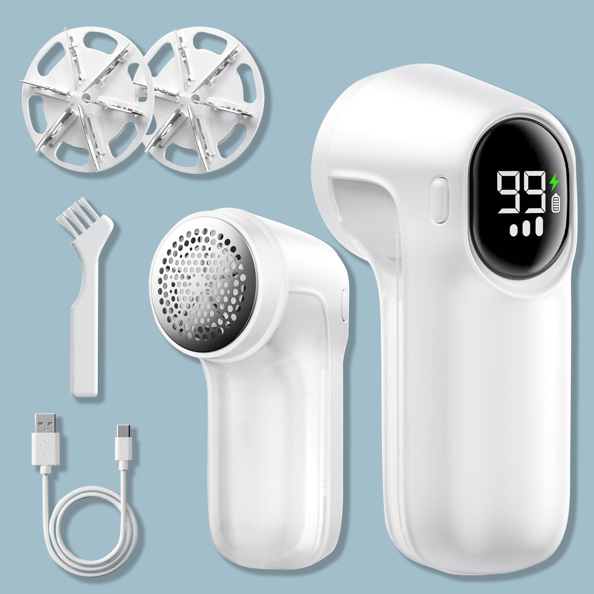 TIKBBRMG Fabric Shaver,Digital LED Display Electric Lint Remover Sweater Defuzzer with 3 Speeds,6 Leaf Blades,Usb Rechargeable,Battery Operated,Pills for Clothes Fuzz,Furniture,Sweater,Couch,Blanket