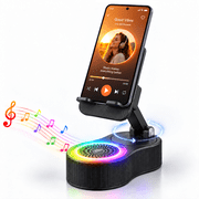 TIKBBRMG Wireless Induction Speaker 5-in-1 Bluetooth Speaker with Phone Stand, 2000mAh Rechargeable, Stereo Sound, RGB Ambient Light Phone Holder for Tablet iPhone Android, Gifts for Men Women
