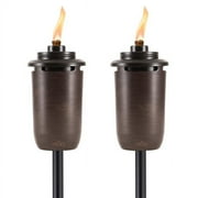 TIKI 2-Pack Honey Copper Outdoor Torches   Easy Install Decorative Torches for Patio, Backyard & Garden   Weather-Resistant with Long-Lasting Wicks & Snuffer, Bronze Finish