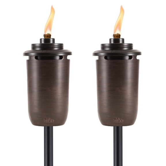 TIKI 2-Pack Honey Copper Outdoor Torches Easy Install Decorative Torches for Patio, Backyard & Garden Weather-Resistant with Long-Lasting Wicks & Snuffer, Bronze Finish