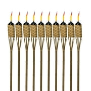 TIKI 57-Inch Bamboo Torches, 10-Pack   Weather-Resistant Outdoor Torches with Easy-Pour Canisters for Patio, Garden, Backyard, and Parties