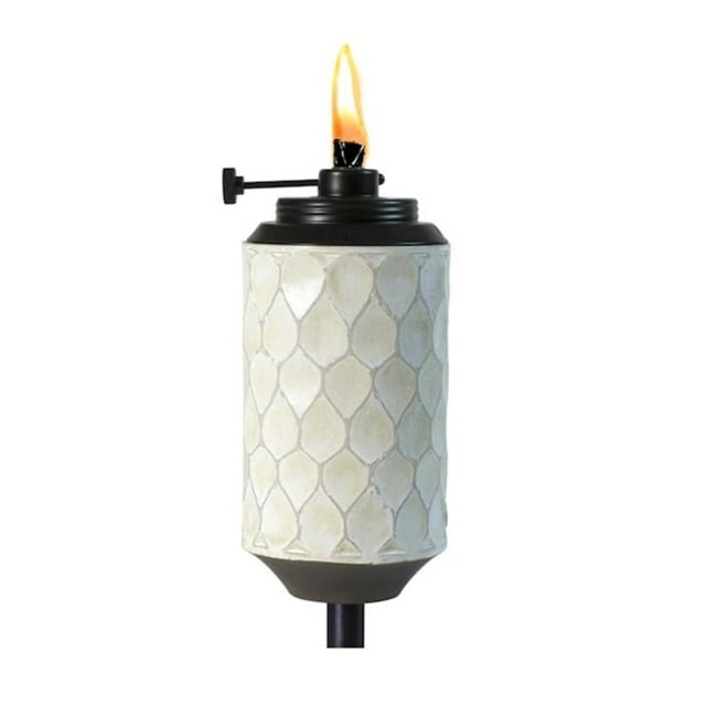TIKI  Adjustable Flame 65 in Weathered White Resin Citronella Garden Torch