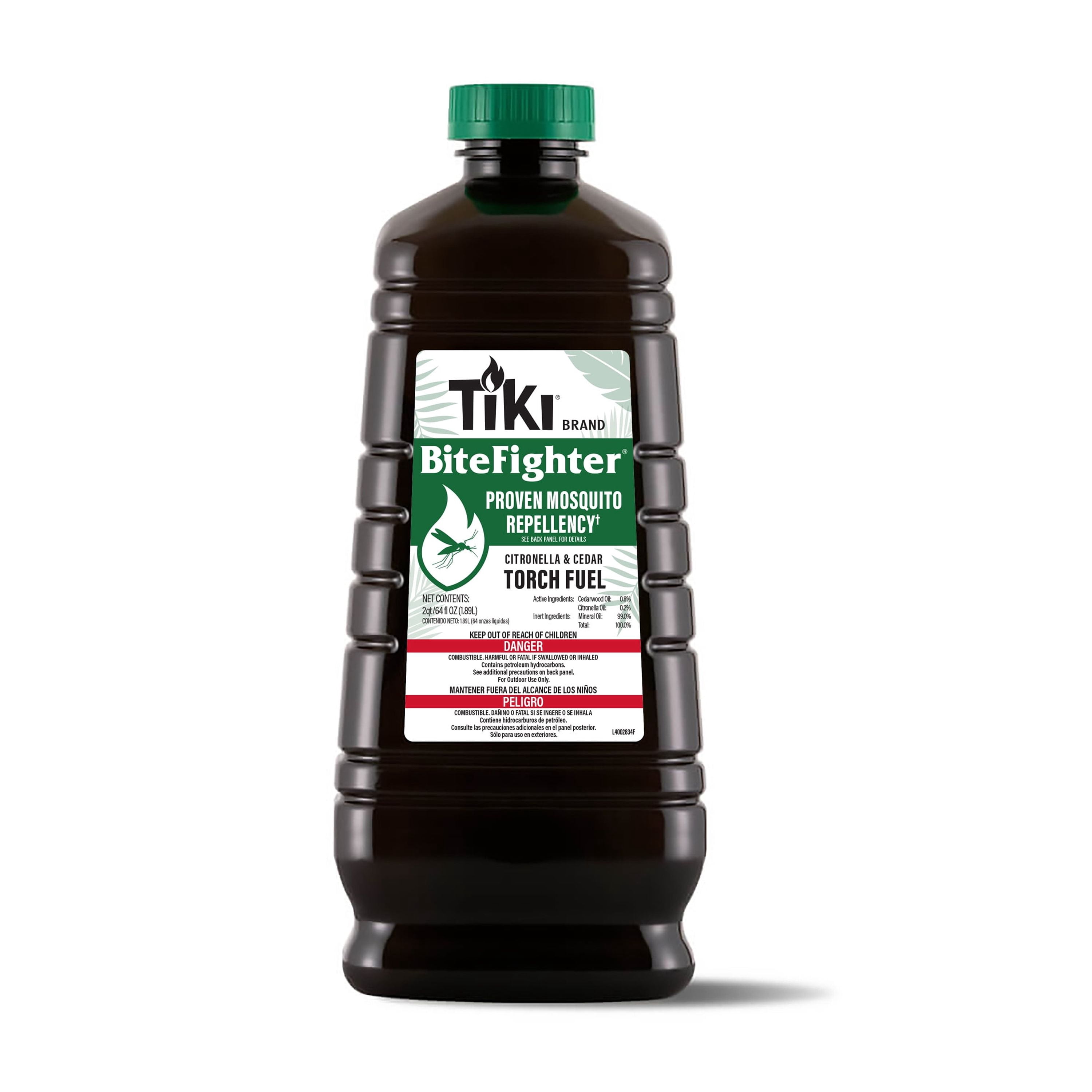 TIKI BiteFighter® Mosquito Repellent Torch Fuel, Citronella & Cedar Formula, Easy Pour Bottle for Outdoor & Table Torches, 64 oz