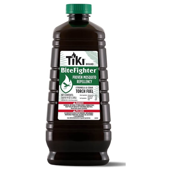 TIKI BiteFighter Mosquito Repellent Torch Fuel, Citronella and Cedar, 64 oz, Easy Pour Bottle for Outdoor Torches and Tabletop Use