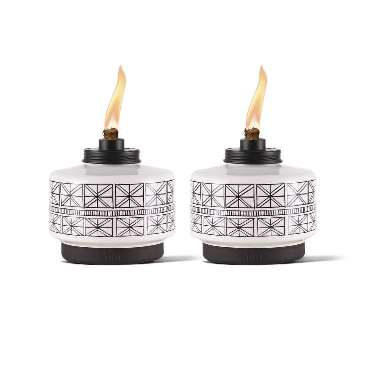 TIKI Brand 2-Pack 6 Inch Table Torch Glass Black and White