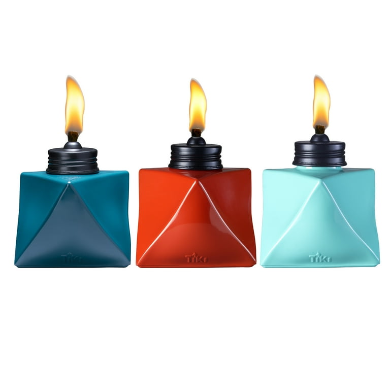 TIKI® Brand 3-Pack 4.25 Inch Table Torch Glass Prism Blue, Teal and Red TIKI® Brand 3-Pack 4.25 Inch Table Torch Glass Prism Blue, Teal and Red