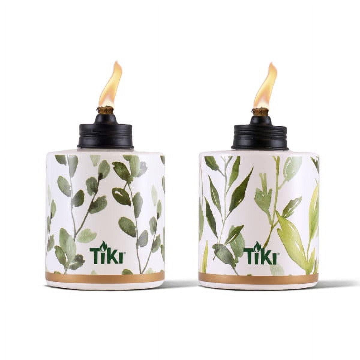 Green and White Glass Tabletop Torch Set