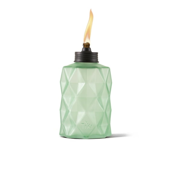 TIKI Brand 6.4 Inch Table Torch Diamond Glass Green