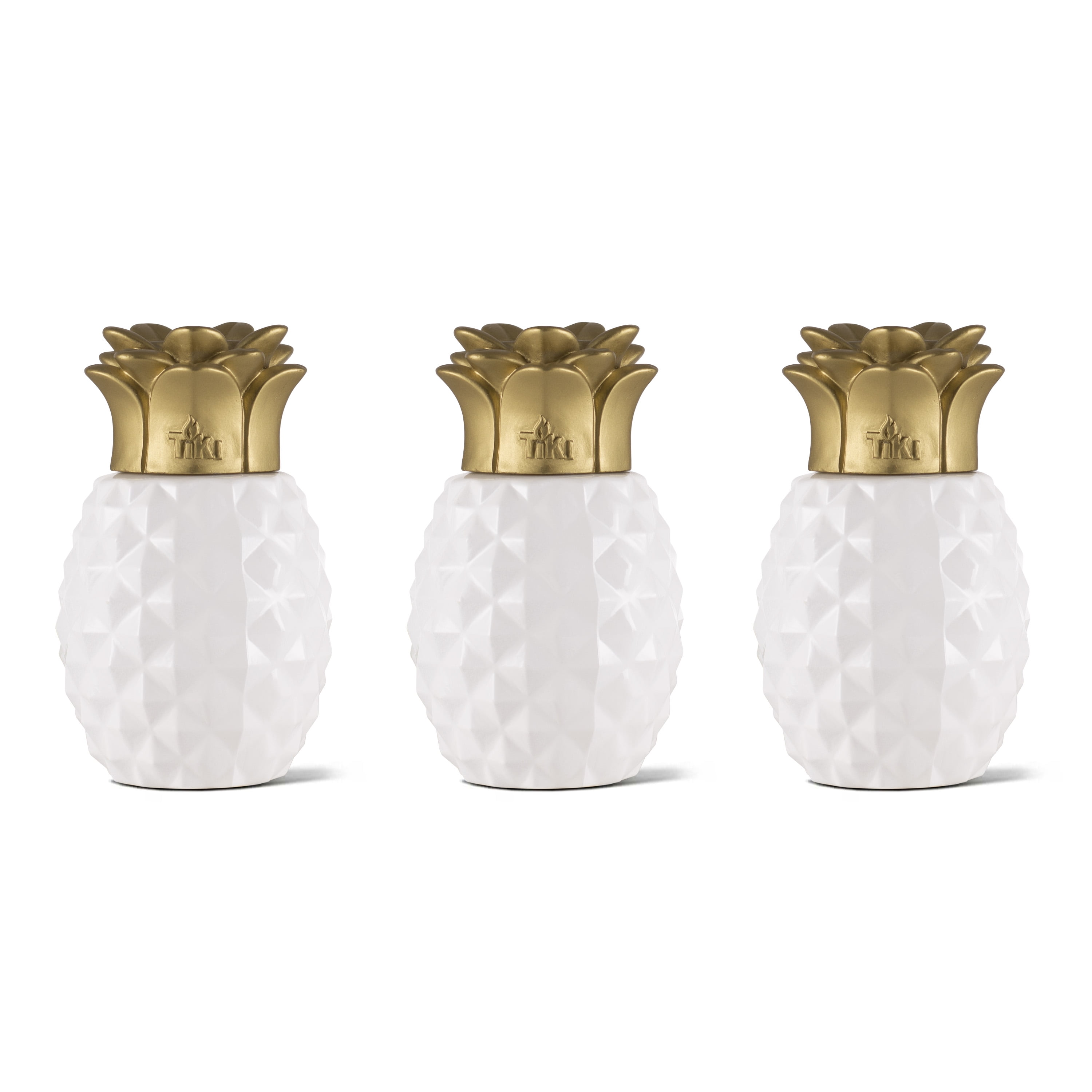 TIKI® Brand 6.5-Inch 3-pk Pineapple Paradise Glass Table Torch White/Gold TIKI® Brand 6.5-Inch 3-pk Pineapple Paradise Glass Table Torch White/Gold