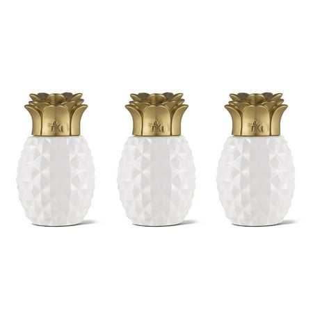 TIKI Brand 6.5-Inch 3-pk Pineapple Paradise Glass Table Torch White/Gold
