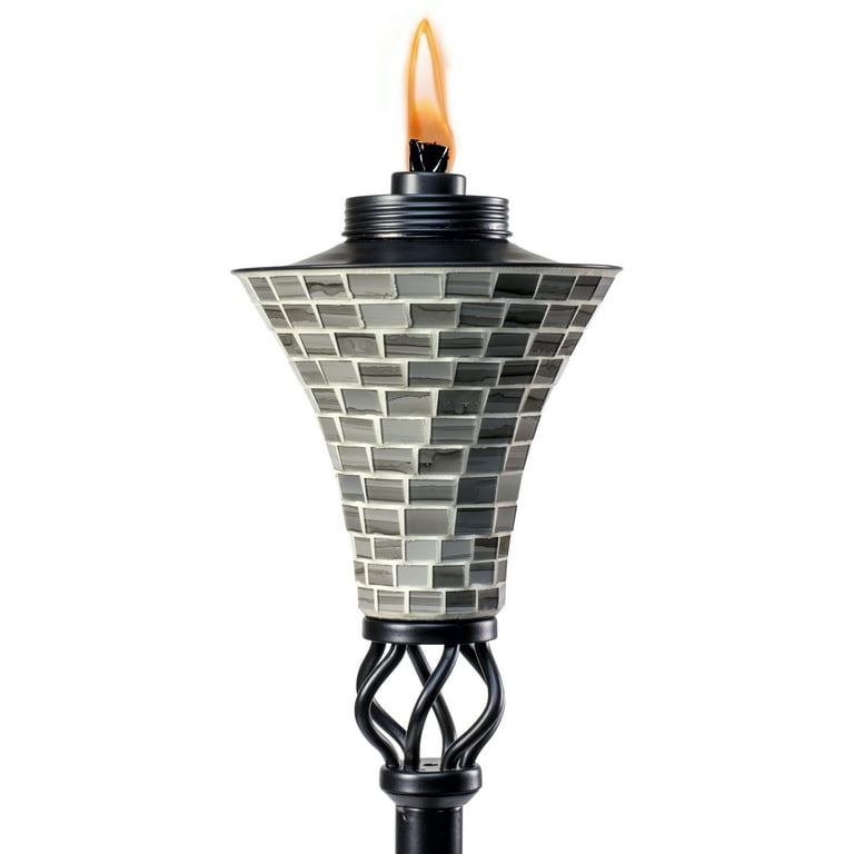 TIKI® Brand 62-inch Hosta Metal Torch Gray Mosaic TIKI® Brand 62-inch Hosta Metal Torch Gray Mosaic