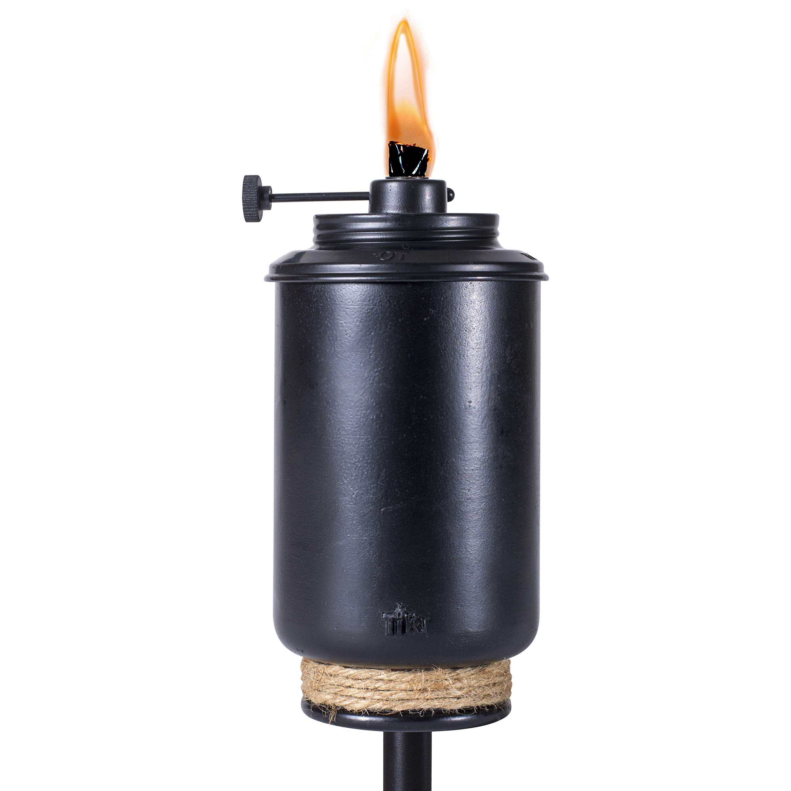Adjustable Black Resin Tiki Torch with Rope Accent, 65 in