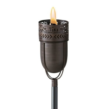 TIKI 65-Inch Metal Fire Island Torch, Easy Pour Outdoor TIKI Torch for Patio, Garden, Backyard, and Landscape Decor, Weather-Resistant, Refillable Flame Torch for Outdoor Lighting