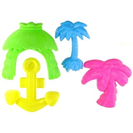 TIKI HUT PALM TREE SAND MOLD BEACH TOY SET (4) Plastic Toys Sandbox Summer Fun I