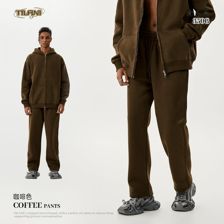 TILANI Men s High end Casual Pendant Straight Pants for Teenagers Solid Color Sweatpants fleece lined Thickened Casual Sweatpants