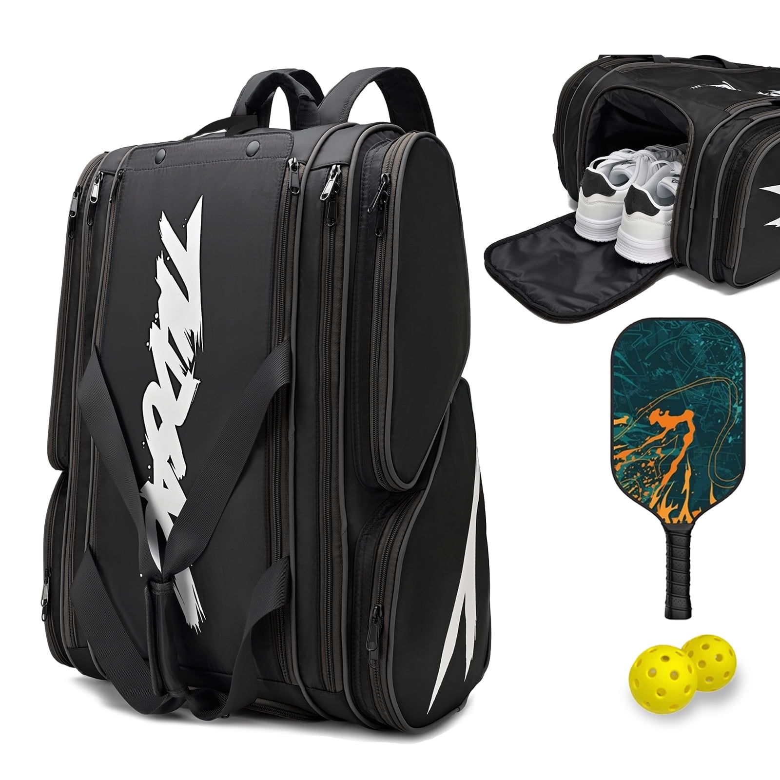 Tournament Pickleball Backpack Holds 4 Paddles, Shoe Compartment, Fence Hook 2nd_TEX_-_LISTING-04.jpg?v=  main image 4