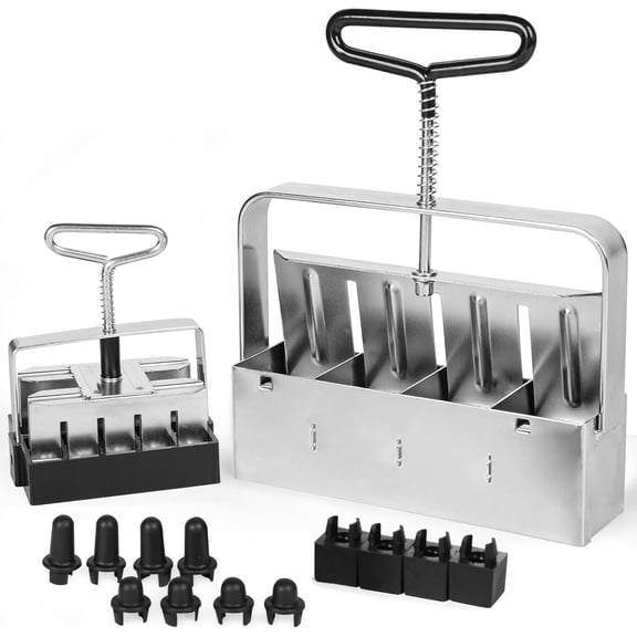 TILLERMAN Heavy Duty Soil Blocker Bundle  Rubber Sealed Handle, No Spring Slip Design, Large & Small 2-Inch Soil Block Makers with Seed Pins - Seed Starting Tool for Seedlings, Garden, Greenhouse