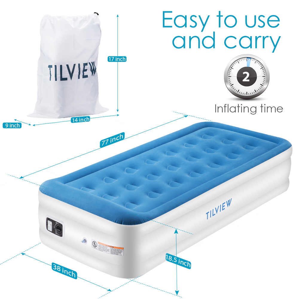 TILVIEW 18'' High Inflatable Air Mattress AirBed include Builtin Pump
