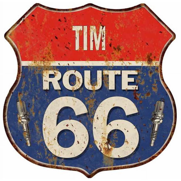 TIM Route 66 Sign Shield Metal Gift Man Cave Gift 211110002029