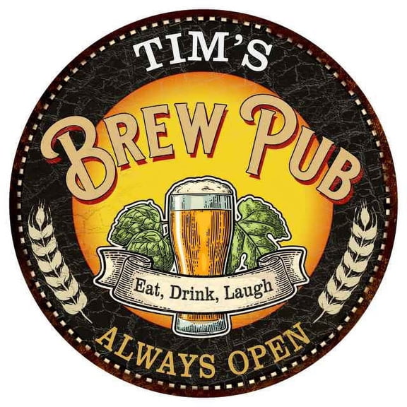 TIM'S Beer Pub Man Cave Metal Sign Home Wall Decor 14 inch Round 100140025029