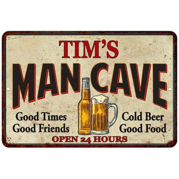 TIM'S Man Cave Metal Sign Wall Decor Gift 8x12 108120011173