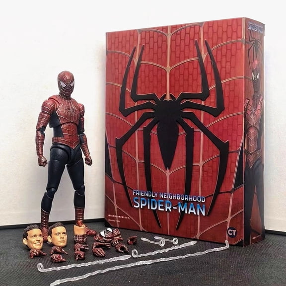 TIM Spider-M(2002) Tobey Maguire Full Body Movable Action Figure Model Replaceable Head, Hands Exquisite Gift Box Set