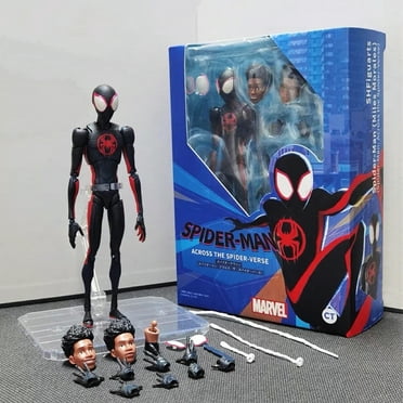 TIM Spider-M: Across the Spider-Verse Miles Morales Full Body Movable Action Figure Model Replaceable Head, Hands Exquisite Gift Box Set