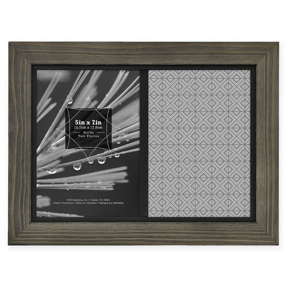 TIMBER Distressed Gray Black Wood for 2-5x7 7x10 Matted Frame - 5x7